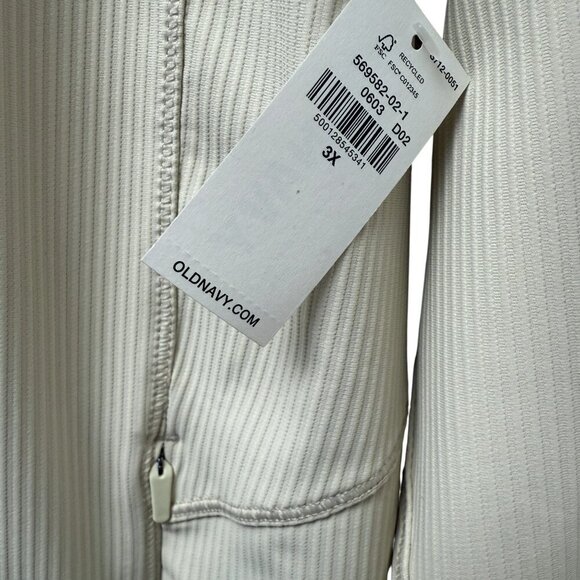 Old Navy Active Jacket Plus Size 3X Cream Ribbed Knit Sportswear Zip Front NWT - Picture 5 of 11